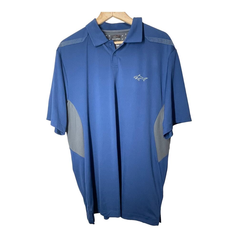Greg Norman x Tasso Elba Mens Polo Shirt Blue Gray Large Metal Rapid Chill